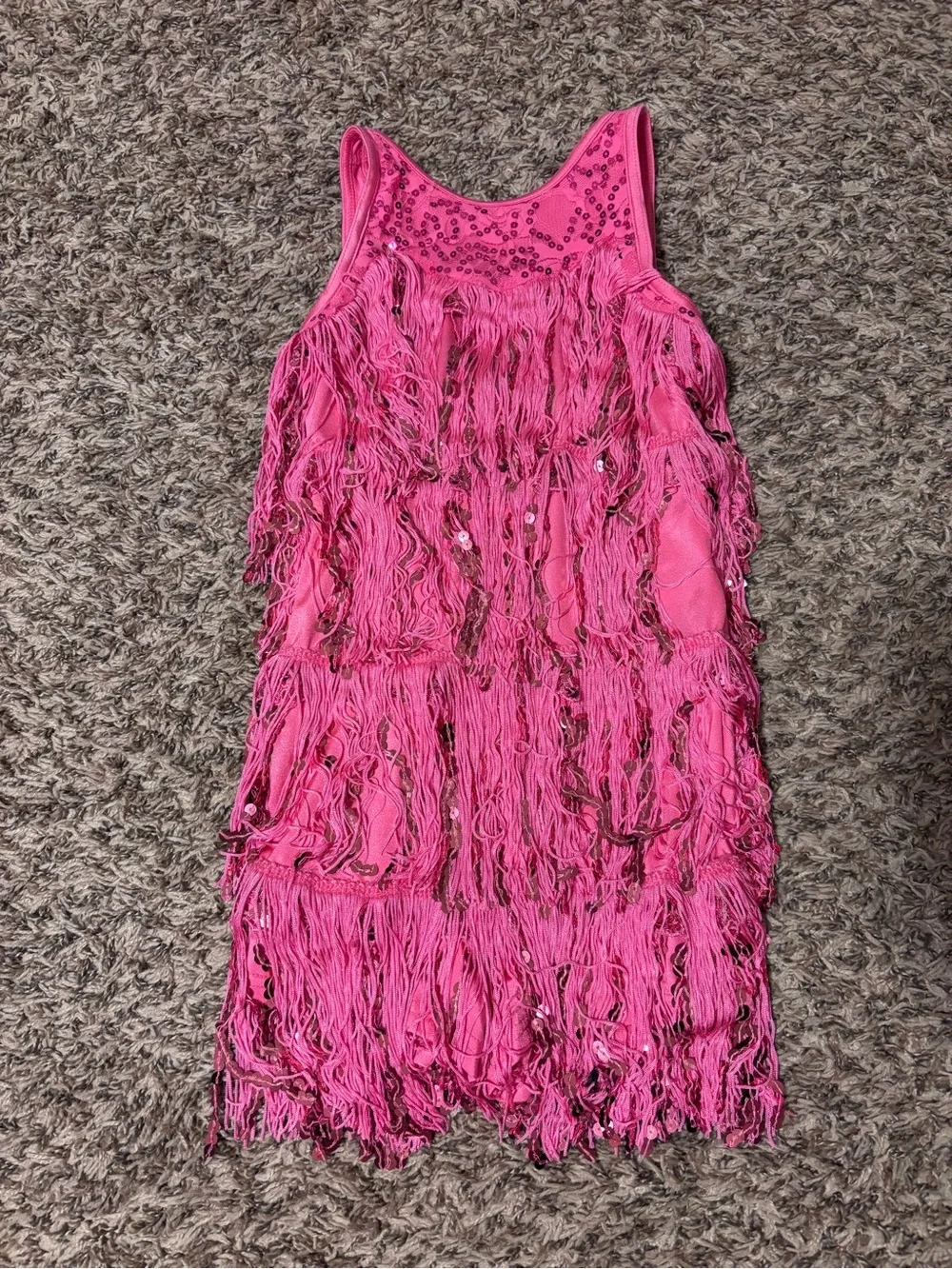 Hot Pink Fringe Sequin Dance Costume